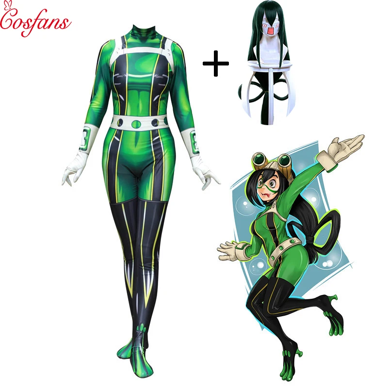 Костюм для косплея My Hero academic Froppy Tsuyu Asui костюм зентай из спандекса женские боди