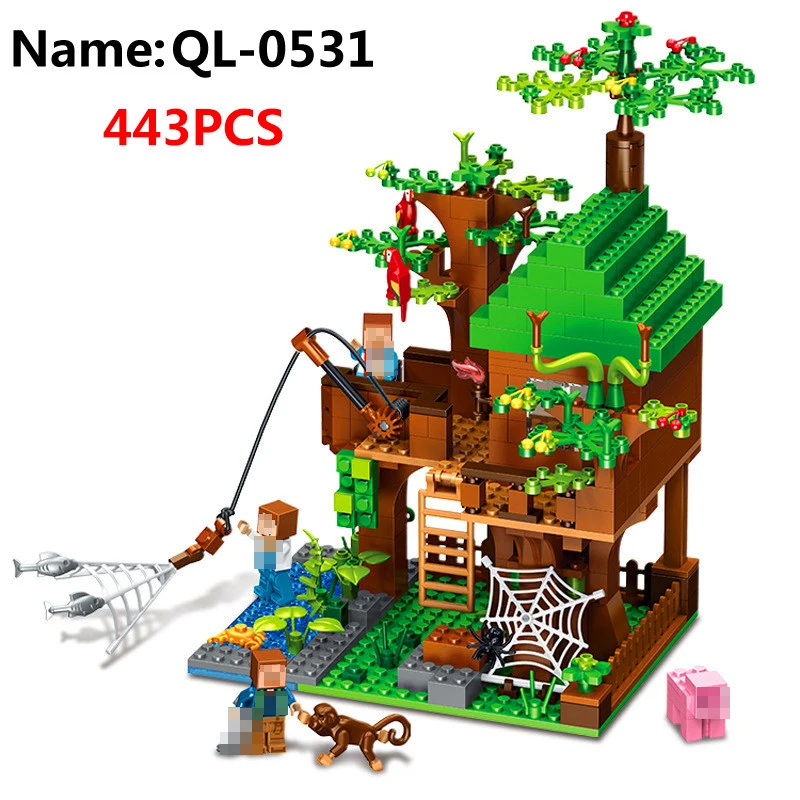 443Pcs Minecrafted Classic Tree House My Morld Compatible LegoING Figures Building Blocks Bricks Toys For Children Birthday Gift 443Pcs Minecrafted Classic Tree House My Morld Compatible LegoING Figures Building Blocks Bricks Toys For Children Birthday Gift