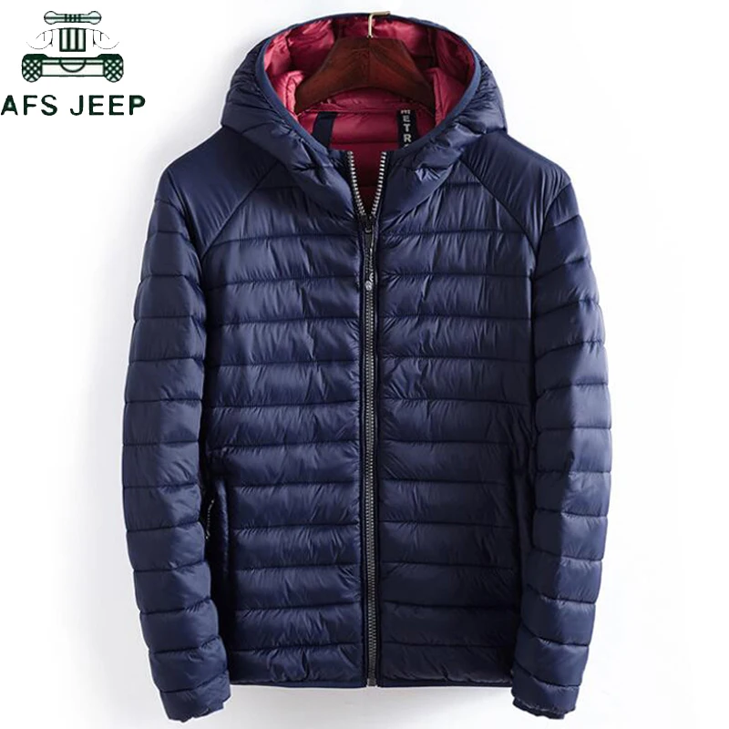 

2019 Men Hooded ultraLight White Duck Jacket Men Autumn Winter Warm Lightweight Cotton Padded Jackets Male Plus Size 3XL