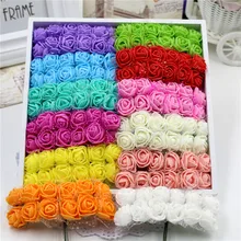 120 шт., 2 см, искусственные Искусственные цветы из пенопласта, многоцветные розы, свадебные украшения, скрапбукинг, искусственные розы, красные цветы