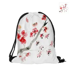 Peach Blossom печать drawstring рюкзак моды полиэстер Сумки для Для женщин Для мужчин ребенок чехол Рюкзаки