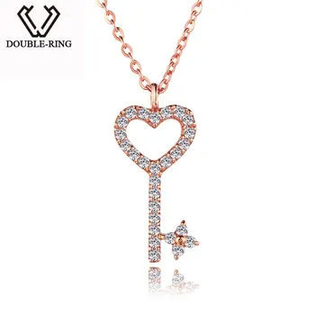 شراءDOUBLE-R ريال 18 K ارتفع الذهب النساء المعلقات حقيقية الماس مفتاح للسيدات هدية للذكرى السنوية مجوهرات على شكل قلب CANL00281KA-3 الحقيقي
