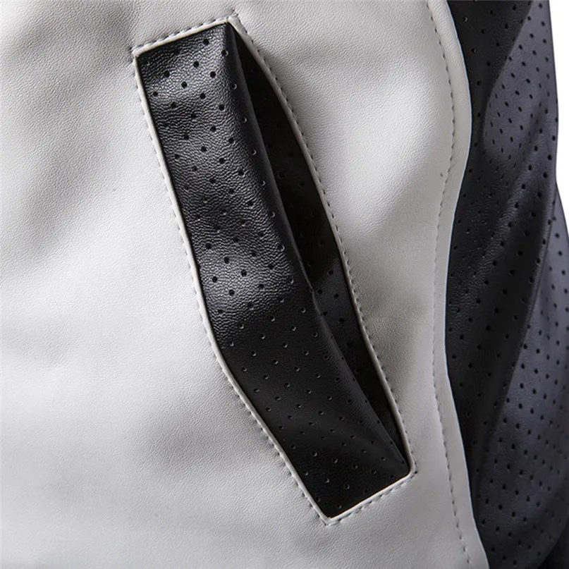 Cycling Jackets Mens Autumn Winter Long Sleeve Stand Patchwork Leather Coat Outwear Cycling Windproof Jacket Coat #2S21 (6)