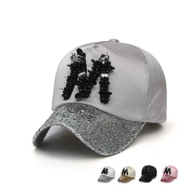 

HOT South Korea spring cap M logo with masonry 5 color hat curved edge hat baseball cap sun shade woman sun hat hip hop hat