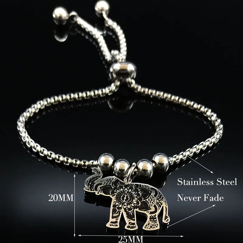 Цветок жизни Слон браслет из нержавеющей стали женские черные браслеты из бисера и браслеты женский ювелирный браслет B18349
