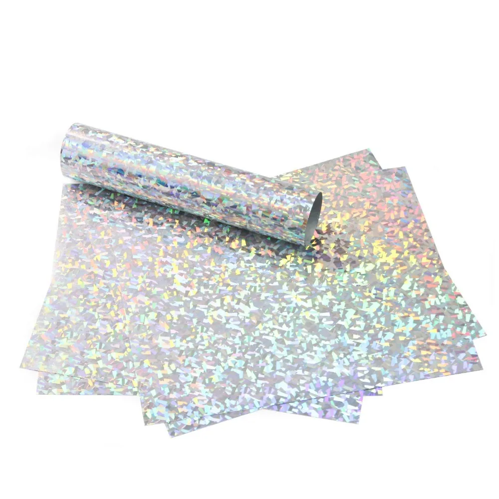 

Crystal Silver Holographic Heat Transfer Vinyl HTV Bundle Vinyl Heat Press for T-Shirt,Fabric Iron on Vinyl 12x10 inch,5Sheets