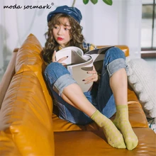 Moda Socmark новые летние носки женские полые клетчатые серии прозрачные сетчатые стеклянные шелковые ультратонкие прозрачные носки прозрачные кружевные длинные носки