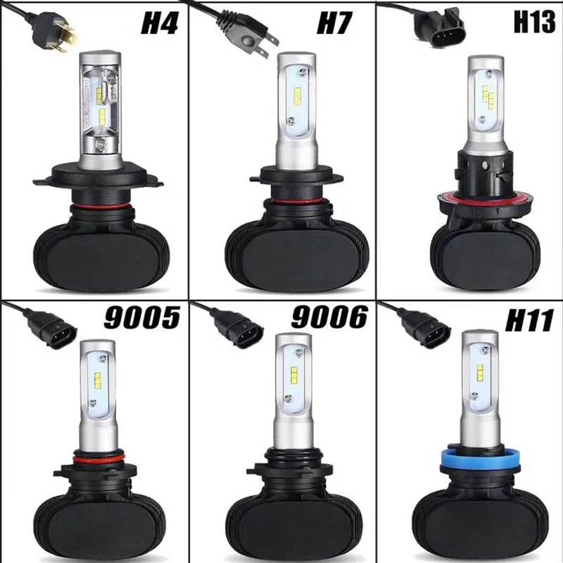 S1 H4 led H7 H11 Led H1 авто фары 50 Вт 8000LM 6000K 9005 HB3 9006 HB4 автомобильных фар лампа все в одном лампа csp