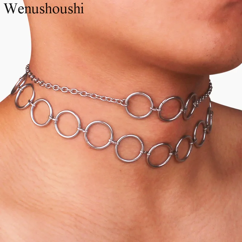 Цвет никогда не выцветает/титан шик хип-хоп круги Чокеры ожерелье s Мужчины Harajuku Круглый ожерелье женщины панк-аксессуар рок di100