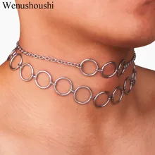 Цвет никогда не выцветает/титан шик хип-хоп круги Чокеры ожерелье s Мужчины Harajuku Круглый ожерелье женщины панк-аксессуар рок di100