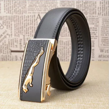 

Automatic Buckle Split Leather Leopard Belts Male Fashion Jeans Belt Strap Oversize 125CM 130CM Quality Guarantee ZLB330