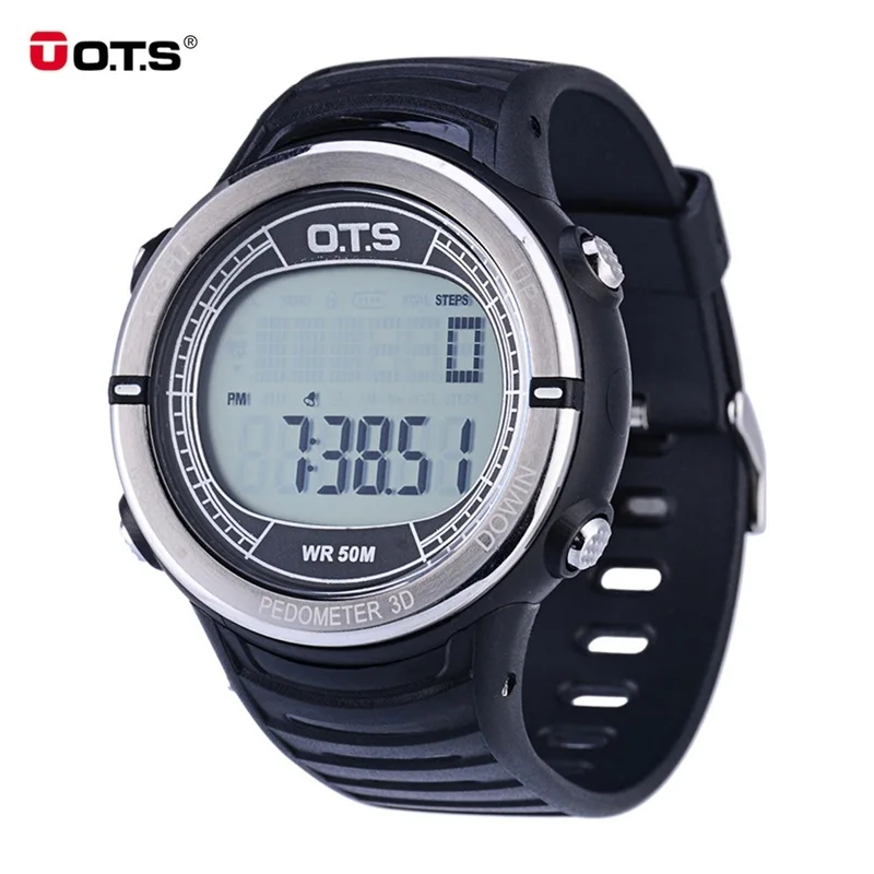 

O.T.S Smart Watch Pedometer Heart Rate Calories Monitoring Sports Round Screen Watches Electronic Calendar Clock Wristwatches 45