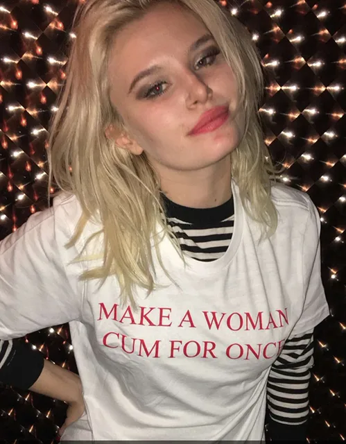 Make A Woman Cum For Once Fashion Tumblr T Shirt Women Red Letter