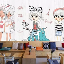 Beibehang Индивидуальный размер Ручная роспись Детская Классическая papel де parede 3d обои девушка мода шоу магазин одежды фон