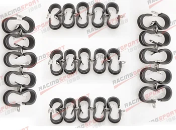 

50PCS Cushioned Hose Mounting Clamp Loop Strap 304 Stainless Steel 3/4" Black