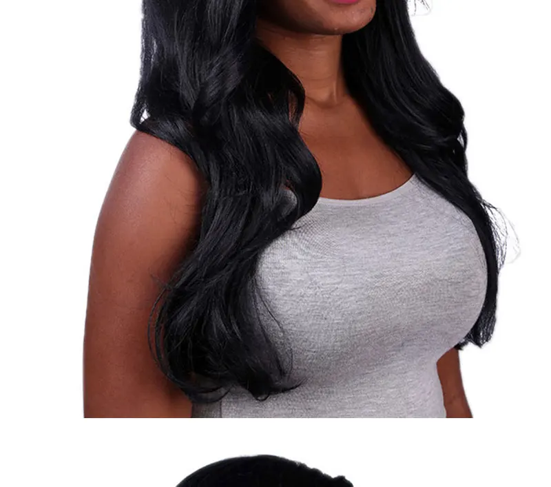 MSI Wigs синтетические волнистые парики с боковой челкой Высокая температура волокна волос черный длинный парик для черных женщин
