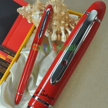 PICASSO 608 RED AND SILVER FOUNTAIN PEN F NIB CRYSTAL ON CLIP WITH ORIGINAL BOX
