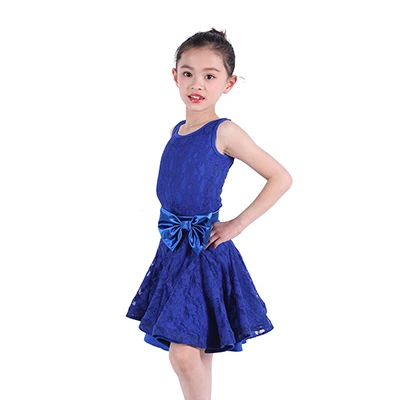 Латинский платье для танцев для девочек с длинным рукавом Кружева Стандартный конкурентоспособная платья Детские бальные детские Samba одежда для танго танцевальная одежда DN5019 - Цвет: blue dress 2