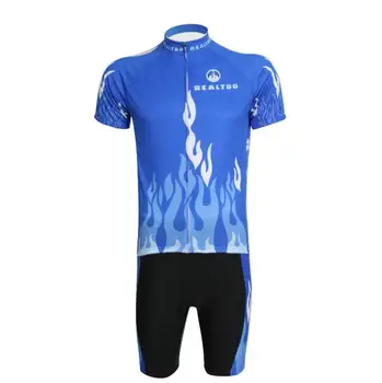 

REALTOO Cycling Jersey Short Set Bike Cycling Breathable Short Sleeve Quick-drying Clothes Men 3D Sponge Pad Summer Wear
