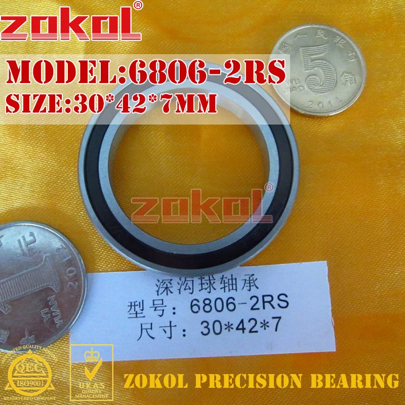 ZOKOL 6806RS подшипник 6806 2RS ZZ Z1 6806ZZ 6806-2RS глубокий шаровой подшипник 30*42*7 мм