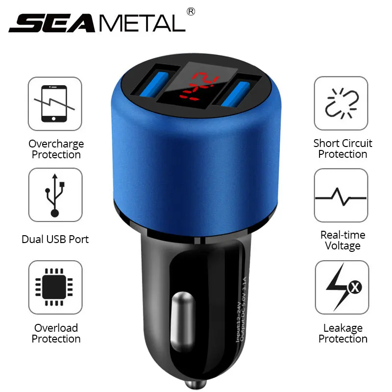 

3.1A Car Charger 12V Cigarette Lighter Socket Adapter Dual USB Port Quick Charge Fast Charging Car Accessories For Phone DVR MP3