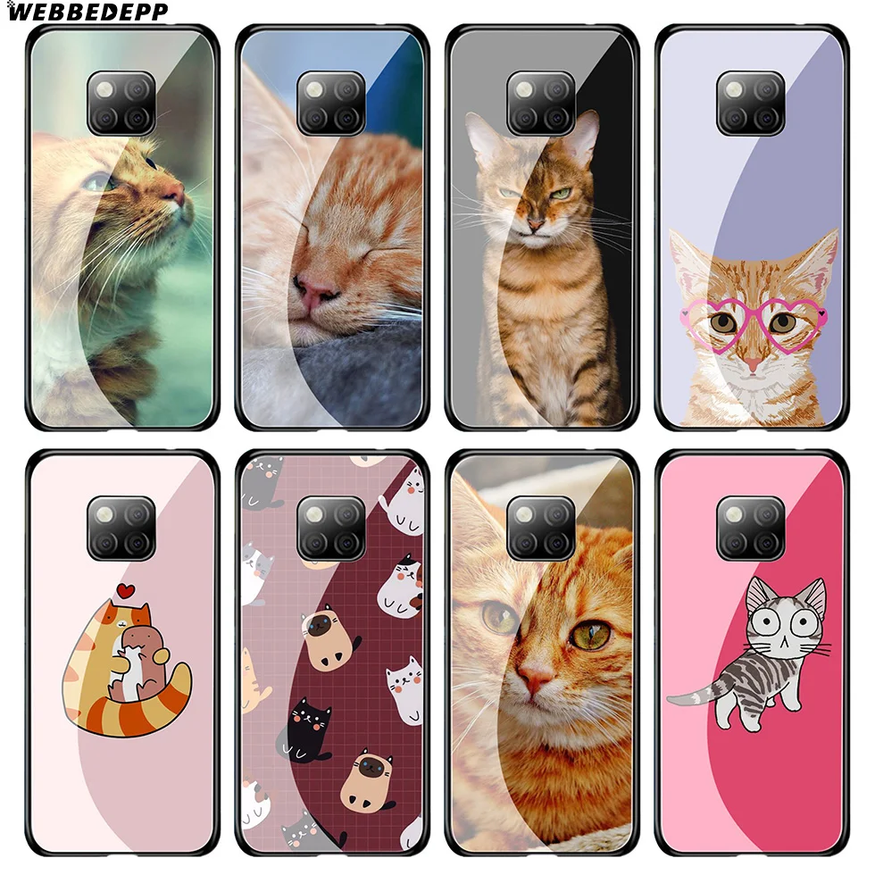 Чехол из закаленного стекла WEBBEDEPP Fat Orange Cats для Huawei Mate 20 P20 P10 P Smart 2019 2018 &amp Honor 10 9 8X 7A