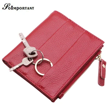

New Genuine Leather Women Wallet Female Lady Small Walet Portomonee For Girls Mini Pocket Perse Holder Coin Purse With Key Ring