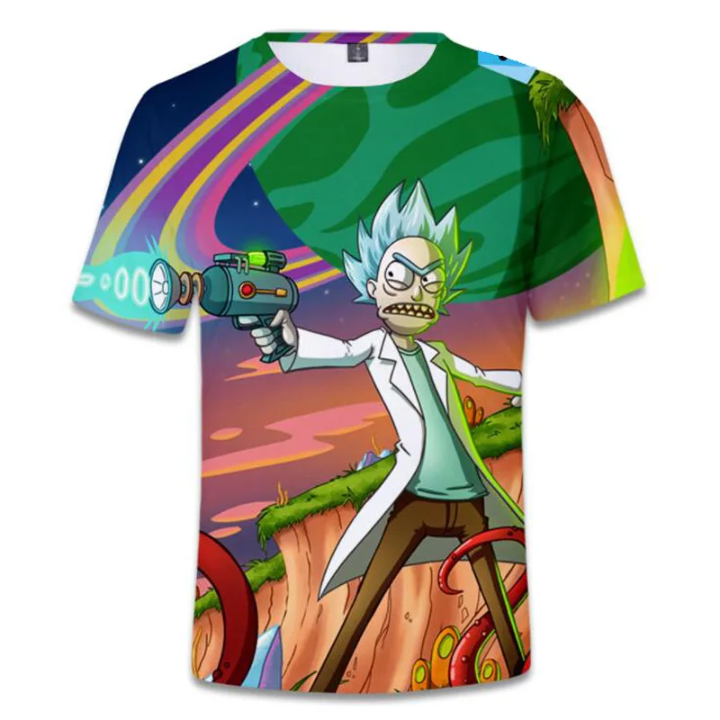 Rick y Morty 3D Print T-Shirt moda de verano Anime Funny Ricky y Morty o-cuello Hombre Camisetas manga corta Camiseta hombres Camiseta
