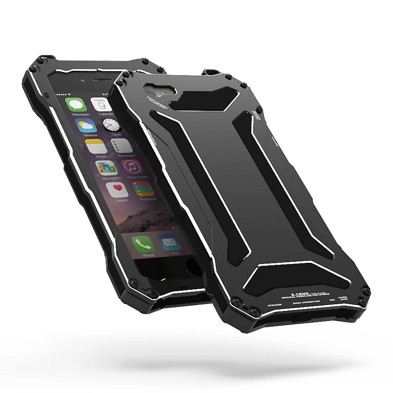 Luxusní vodotěsný / nečistotový / nárazuvzdorný gorila skleněný kovový hliníkový kryt pro iPhone 5S SE 6 6s plus voděodolný nárazuvzdorný obal