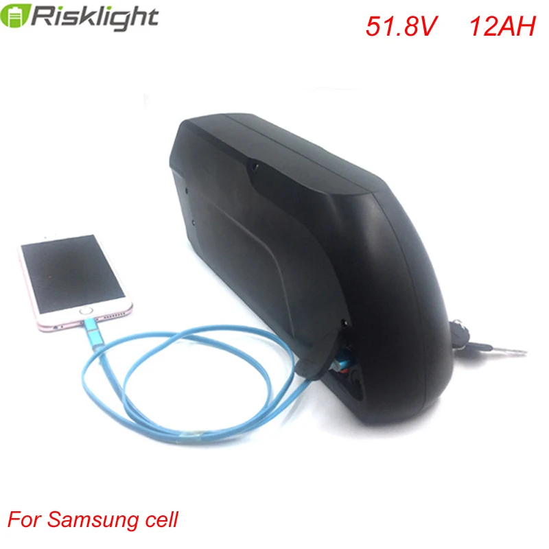 

51.8V 12Ah Upgraded Dolphin Ternary Battery 52V 12AH 1500W Lithium Battery Pack for Ebike with Charger+5V USB For Samsung cell