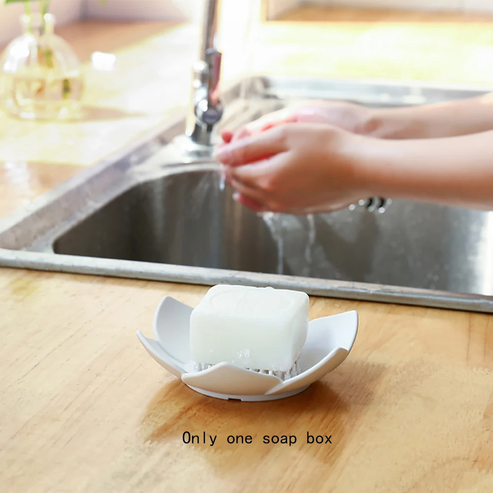 Holder Storage Shower Bathroom Supplies Soap Box Container Flower Shape Accessories Silicone Dish Hollowed Drain Anti Slip Home