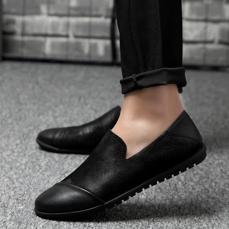 

Fashion Soft genuine Leather Men shoes Driving boat Loafers New Casual Shoes Moccasins For Men Leather Flats sneaker Shoes L5