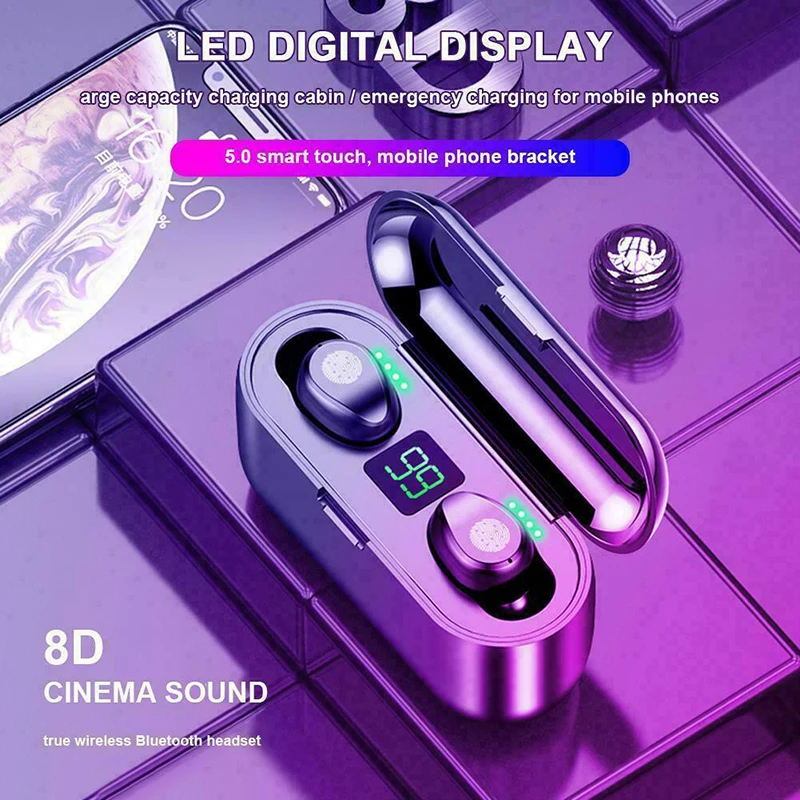 Comprar AERBOS Mini gemelos auriculares inalámbricos Bluetooth 5,0 auriculares estéreo auriculares deportivos en la oreja auriculares con carga para Smartphone