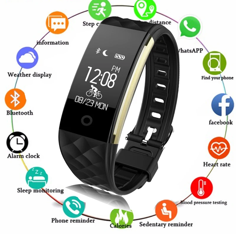 

2019 S2 Smart Wristband Heart Rate Monitor IP67 Sport Fitness Bracelet Tracker Bluetooth For Android IOS PK miband 2