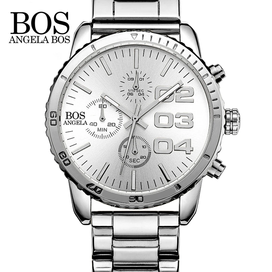 

ANGELA BOS Chronograph Stop Watch Timer Sports Watches Man Fashion Watches Luxury Watch Men Stainless Steel Back Water Resistant