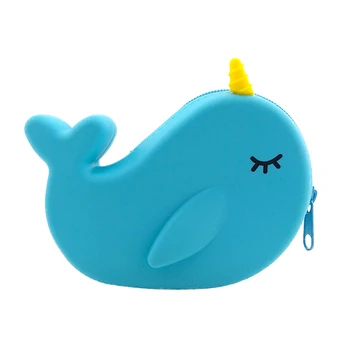 

2019 Children Cute Cartoon Silicone whale coin purse Silica gel Change Bag Key Pouch Coin Wallet Clutch Key Holder Storage Bag