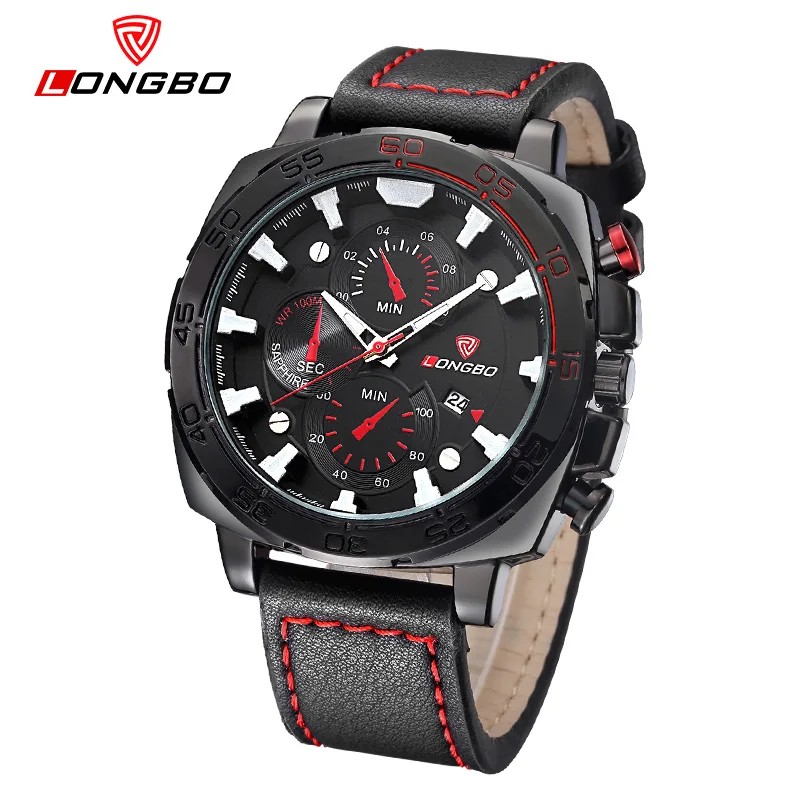 Fashion Longbo Luxury Men Leather Watch Sports Quartz Watches For Leisure Clock Military Student Outdorr Relogio Masculino 80216 | Наручные