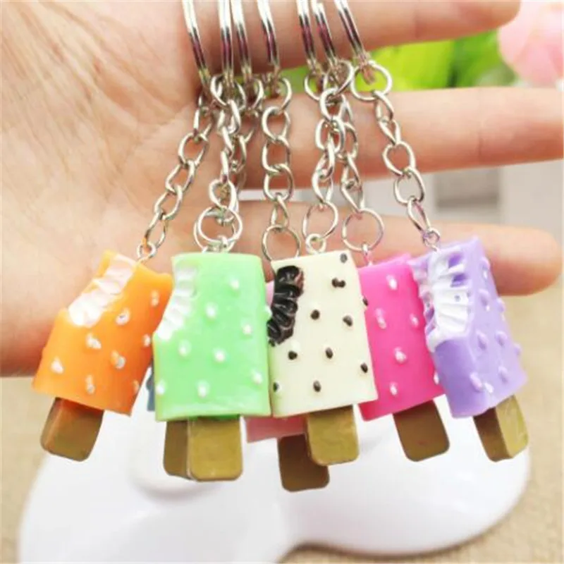 

WKOUD Random Mixed Color Sweet Ice cream Key Rings Chains Pendant Ornament For bag car Keychain