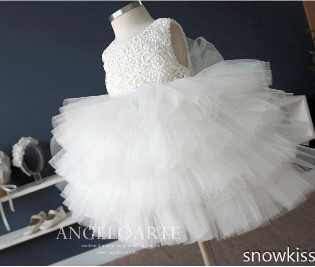 baby outfit toddler fancy dress Ivory tulle dress girl birthday party gown baptism dress
