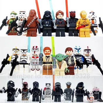 24pcs/set Star Wars Yoda Obi-Wan Darth Vader BB8 starwars 7 Building Blocks Brick compatible legoes kids Toy figure