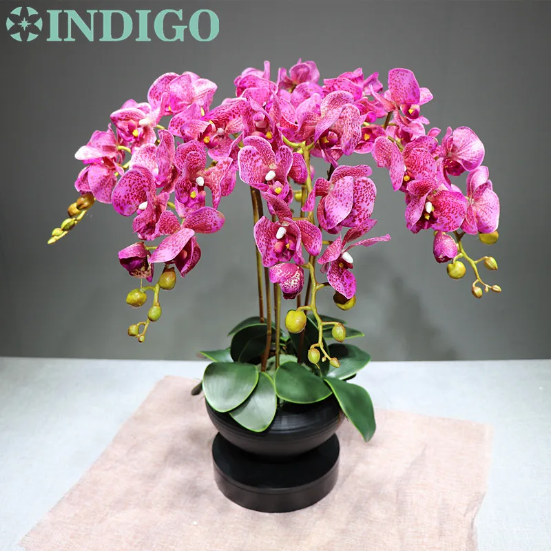 

Purple Spot Orchids Flower Arrangment ( 6pcs flower+3 leaf) Real Touch Flower Wedding Decorative Flower Event Free Shipping