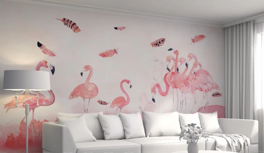 Beibehang Европейский пасторальный Фламинго На Заказ 3D фото обои мягкие постельные принадлежности диван ТВ фон настенная бумага для стен