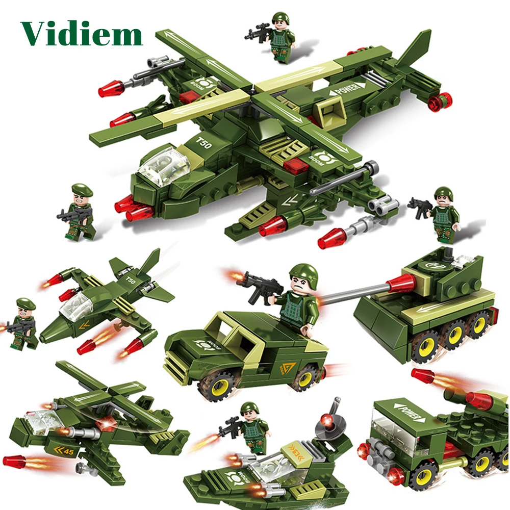 Vidiem образовательные 6 в 1 военные строительные блоки игрушки для детей армейские