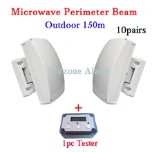 10 пар Открытый 150 метров проводной микроволновая печь периметр барьер луч Шторы-детектор луча для наружного охранной сигнализации Системы