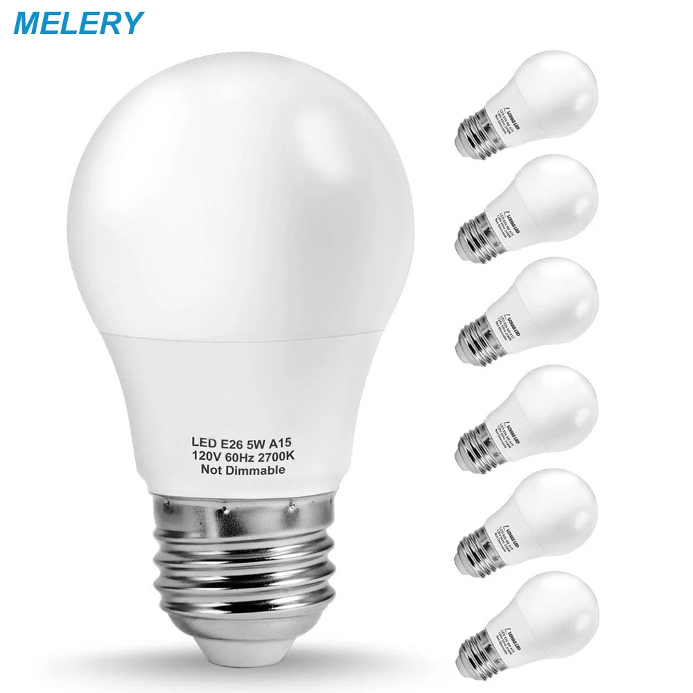 

LED Bulb Light 5W Brightness E26 Warm(2700k) 450LM 40W Equivalent Replace for Ceiling Fan Refrigerator Appliance Bulb-6Pack