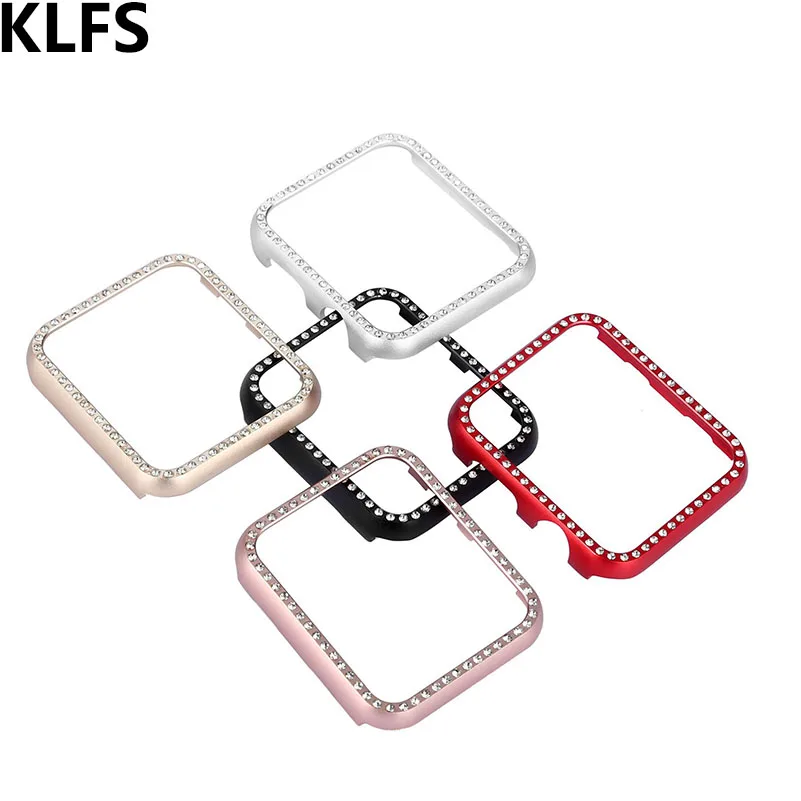

KLFS Diamond Aluminum Metal Case for Apple Watch Cover Series 3 Series 2 Series 1 38mm 42mm Case for iWatch Protect Cover Band