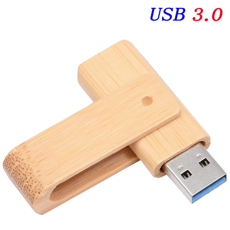 JASTER USB 3,0 лазерная гравировка логотип на заказ Деревянный вращающийся usb флеш-накопитель перевернуть флешки 64 ГБ 16 ГБ 32 ГБ карта памяти - Цвет: Bamboo