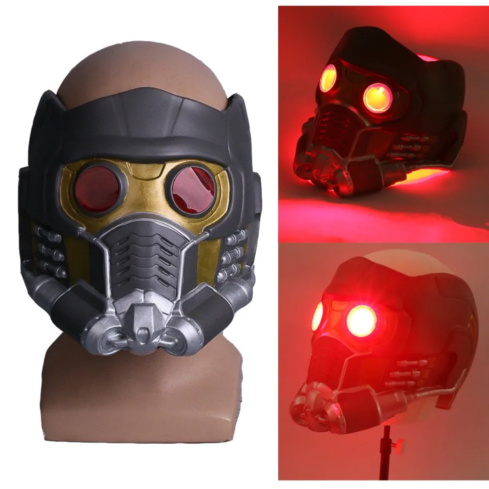 Cosplay Star Lord LED Helmet Latex Infinity War Quill LED Mask Superhero Props