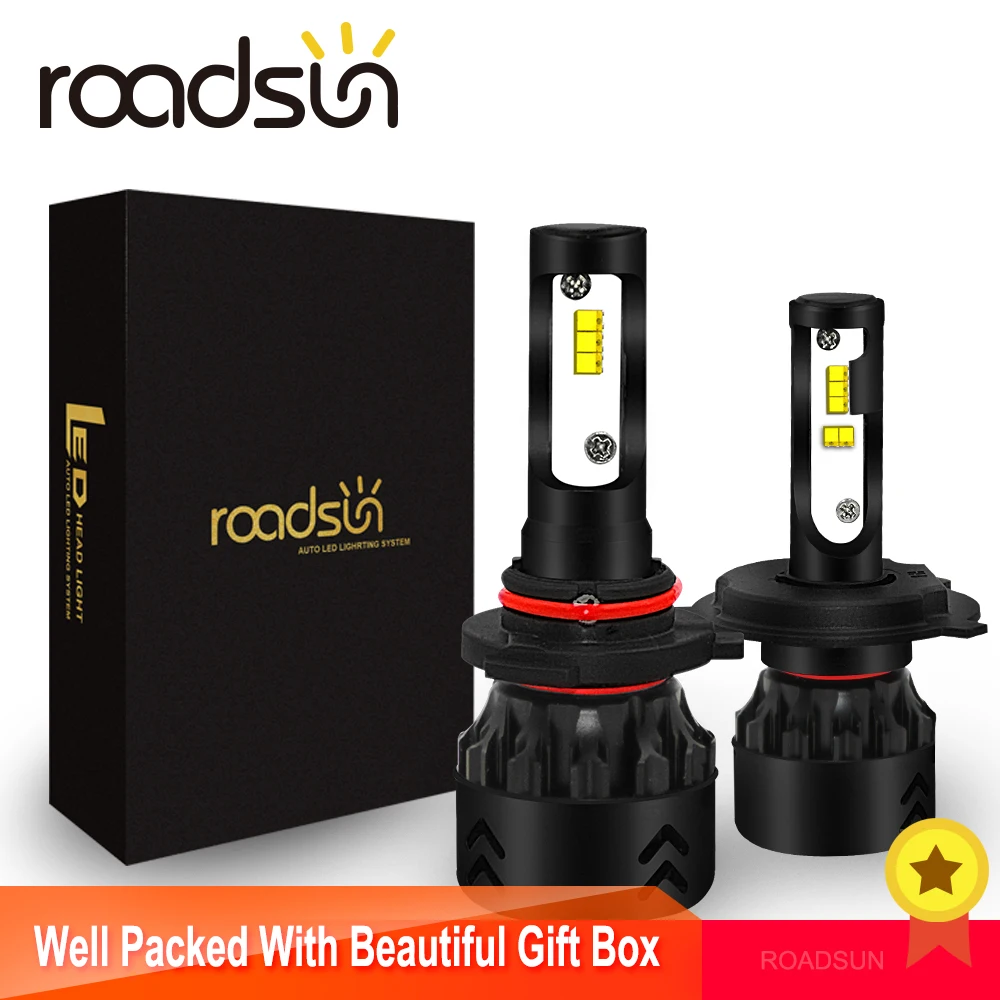roadsun Auto Car Led H4 H7 H11 H1 9005 9006 HB3 HB4 LED Headlight Bulb With Lumileds ZES Chip 12V 6000K Bright White Light Pair roadsun Auto Car Led H4 H7 H11 H1 9005 9006 HB3 HB4 LED Headlight Bulb With Lumileds ZES Chip 12V 6000K Bright White Light Pair