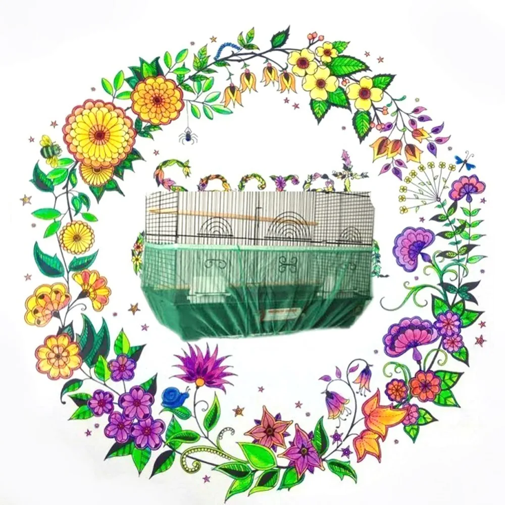 3 Colors Bird Cage Gauze Unique Soft Easy Cleaning Nylon Airy Fabric Mesh Bird Cage Cover Shell Skirt Seed Catcher Guard